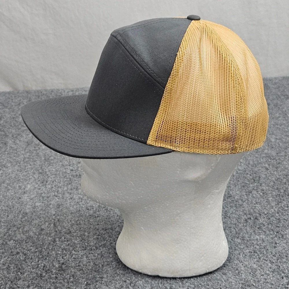 Richardson Blank Trucker Hat Mens Gray Gold Cap Flatbill Snapback Skater Utility